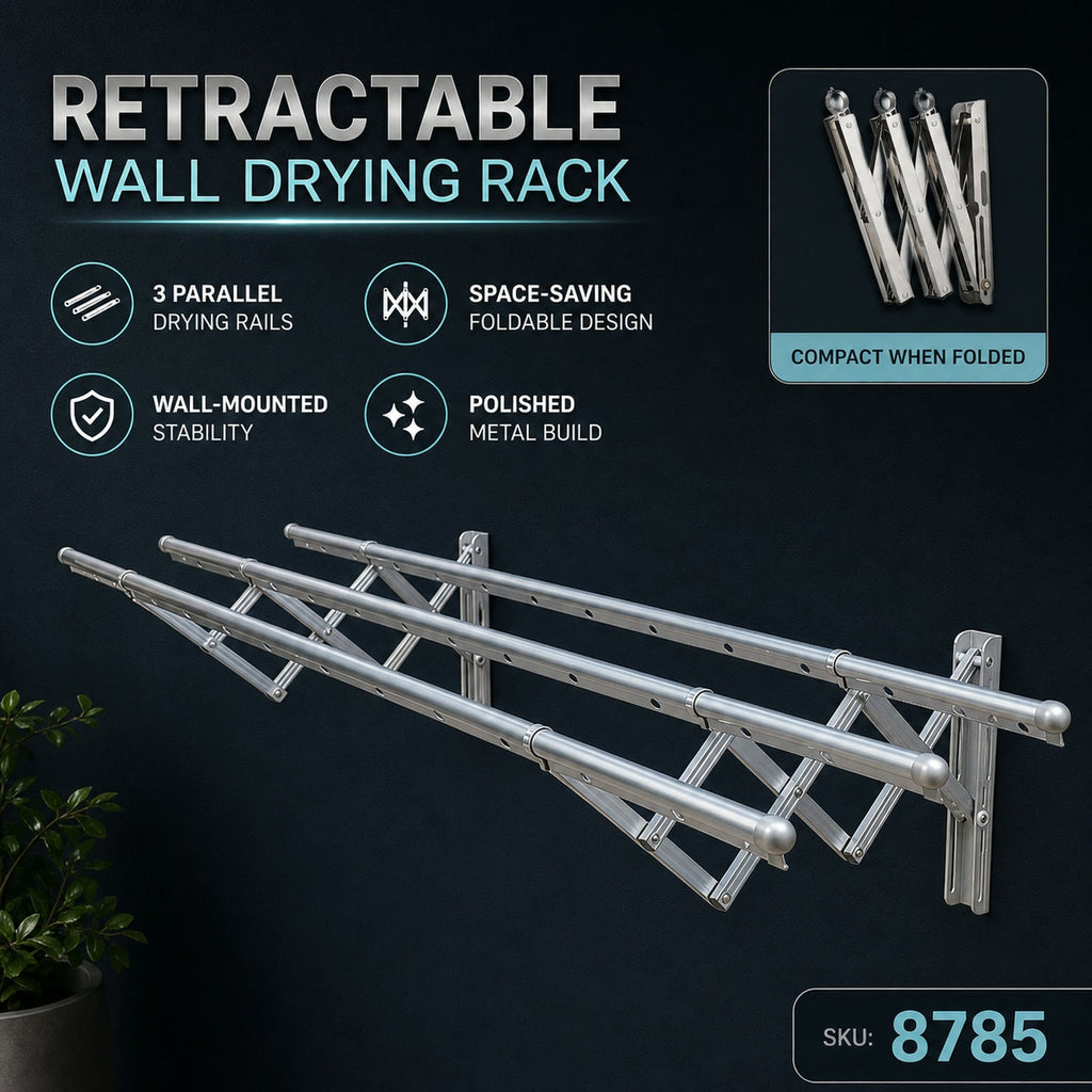 Foldable Clothes Rail – Stainless Steel Wall Mount | BathNova