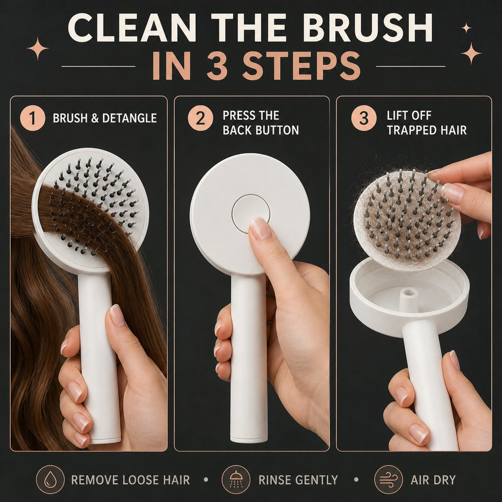 Self-Cleaning Hair Brush – Detangle & Massage | Velvet Wheels