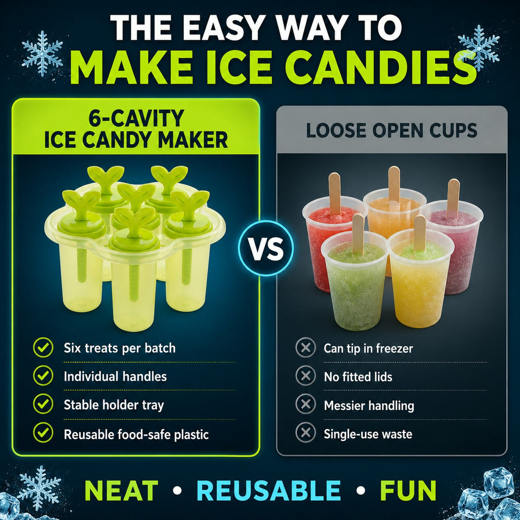 Ice Candy Maker – 6-Cavity BPA-Free Plastic Mold | Indo Glow