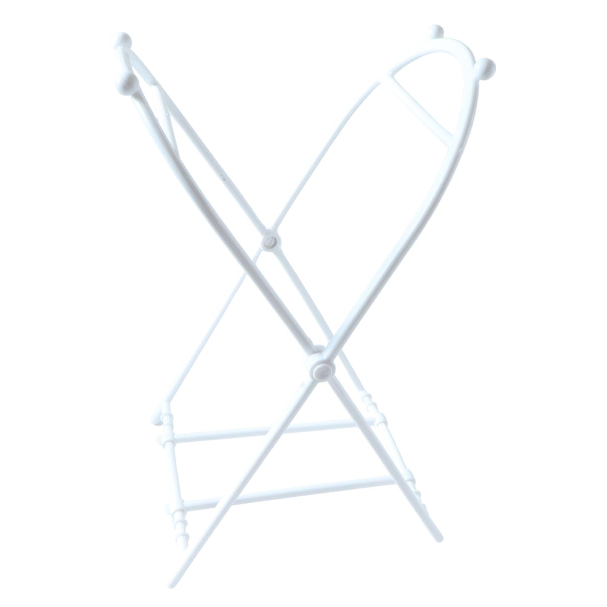 White plastic garbage bag holder, viewed from an angle, against a plain white background.