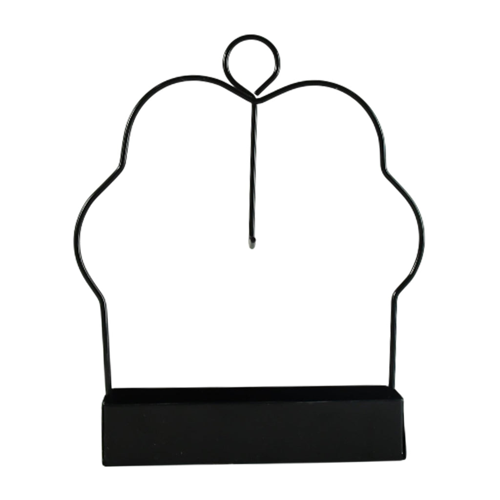 A black metal mosquito coil holder with a rectangular base is shown on a plain white background.