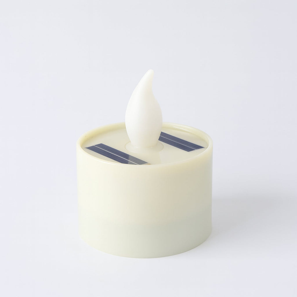 A single unlit solar LED candle lamp with visible solar panels on top, set against a plain white background.