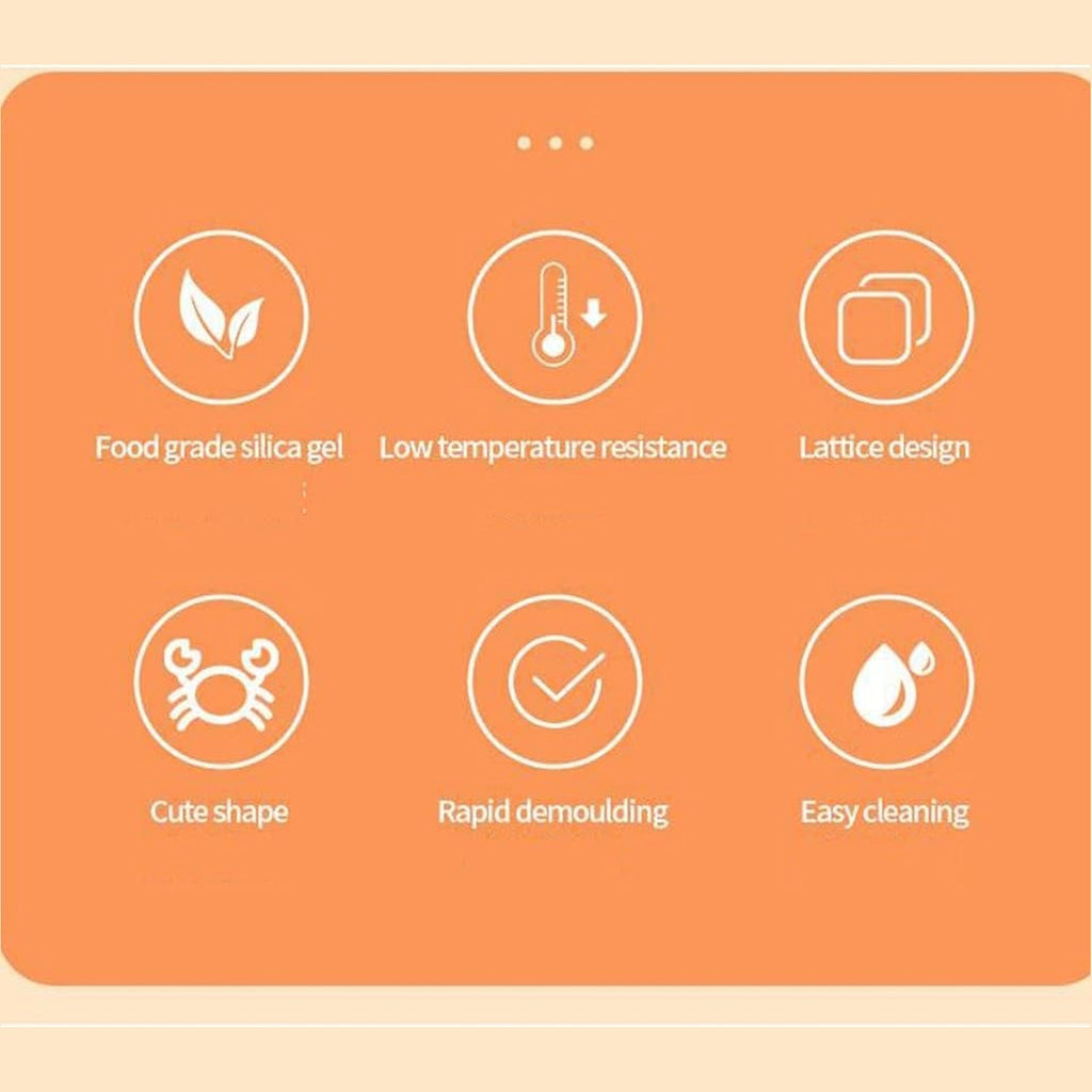 A diagram illustrating six key features of the ice mold, including material, temperature resistance, and design.