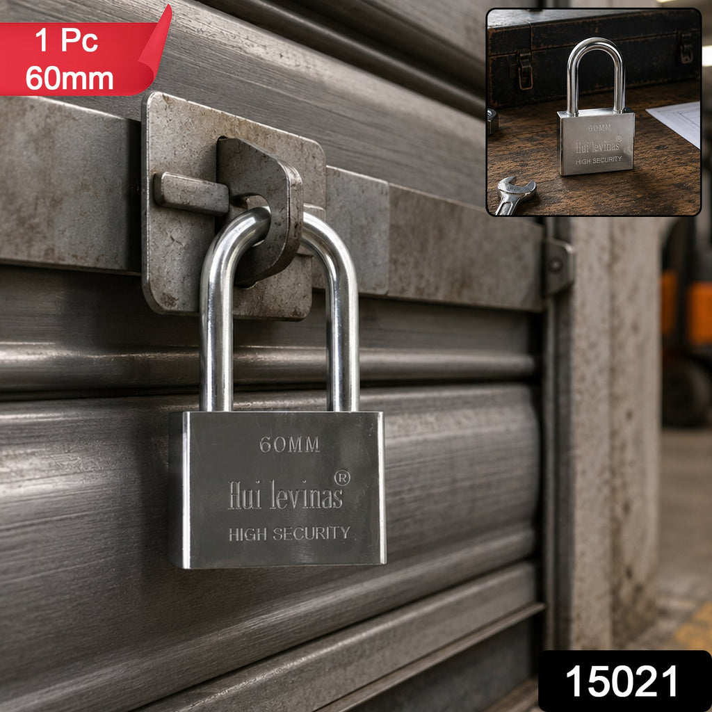 Solid metal padlock supplied with two keys, 1 piece