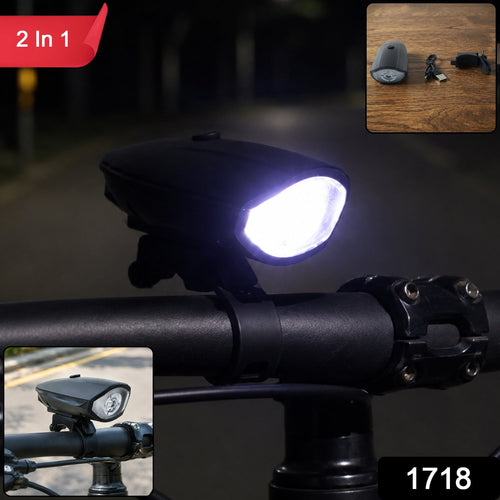 2 in 1 USB rechargeable LED bicycle front light, 1 piece