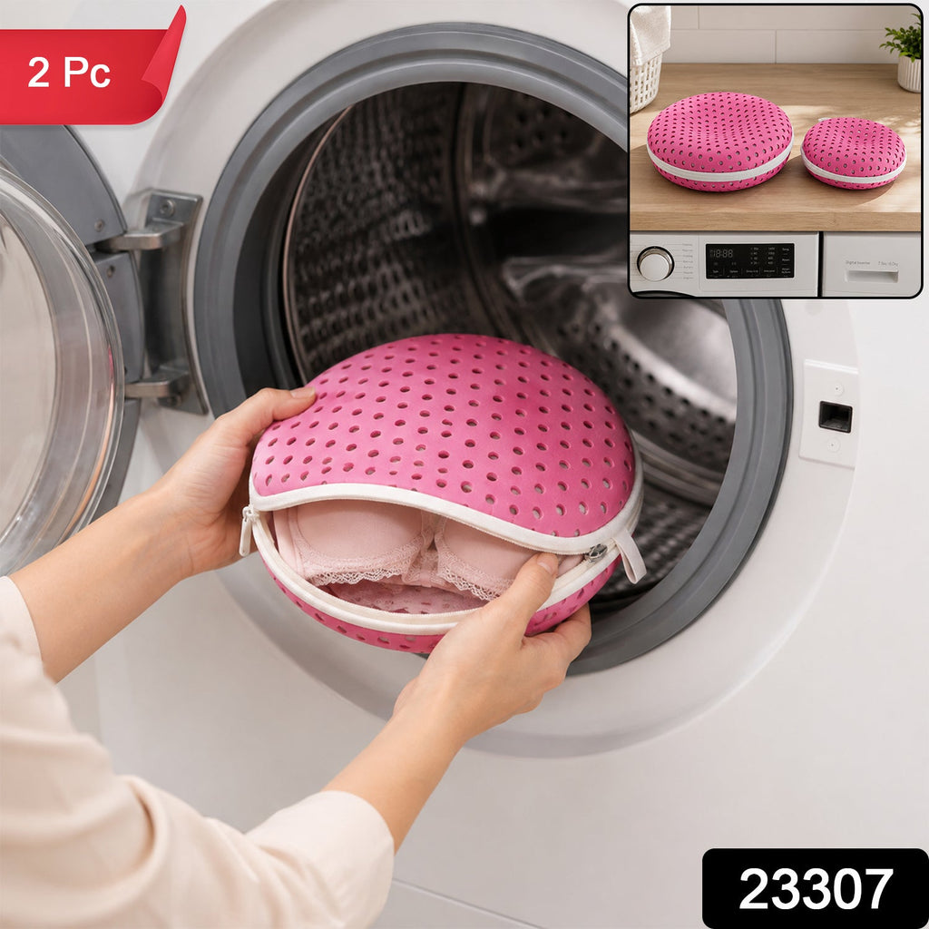 Protective round mesh laundry wash bags, 2 piece set