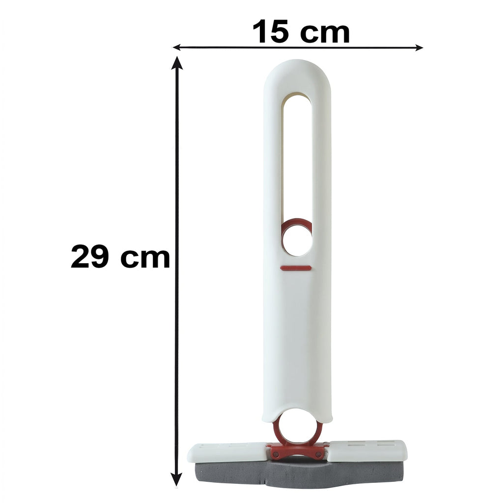 A white and red mini mop with a grey sponge head stands upright, with dimensions 29 cm height and 15 cm width.