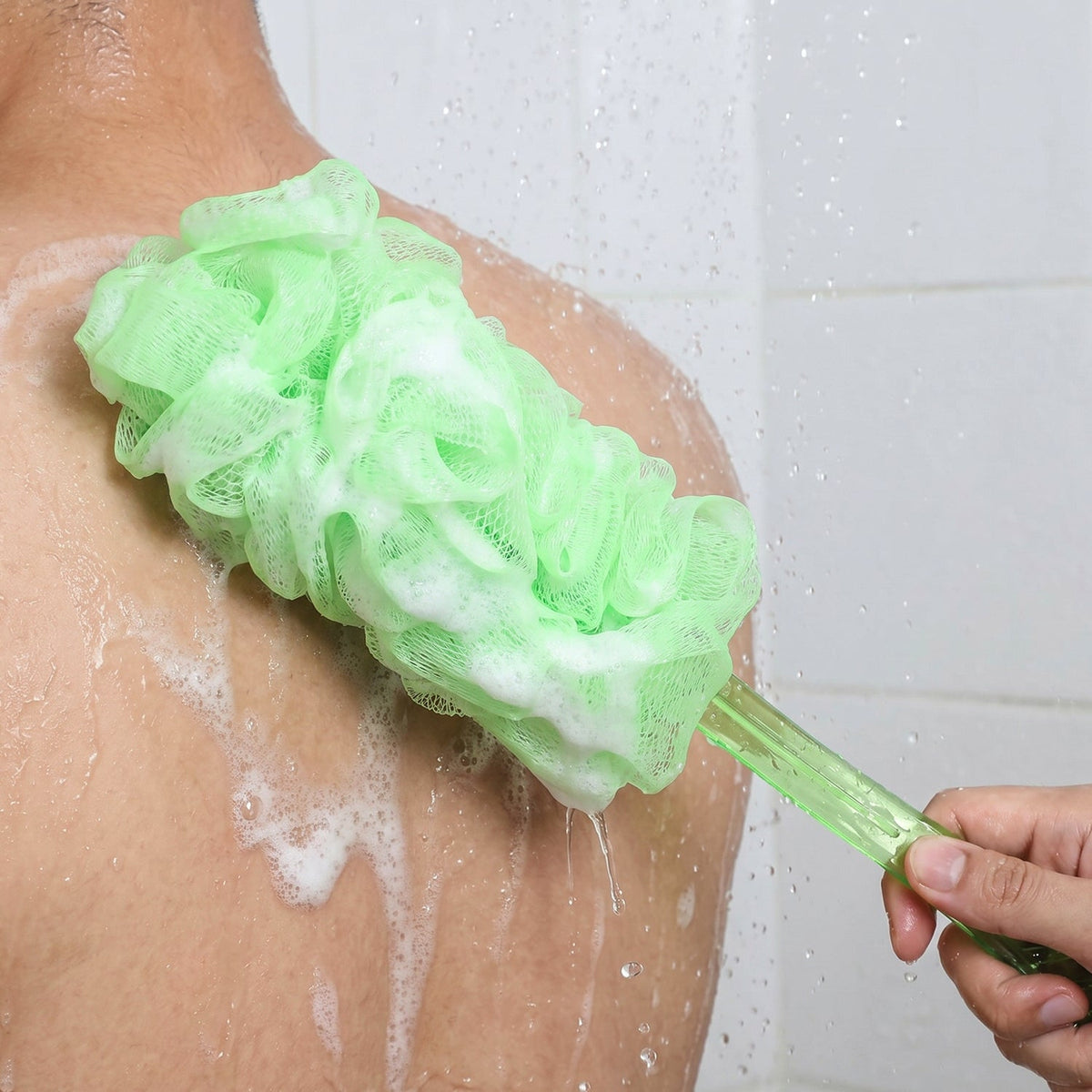 Long Handle Back Scrubber for Bathroom Shower, Body Loofah Brush 45 Cm (1 Pc)