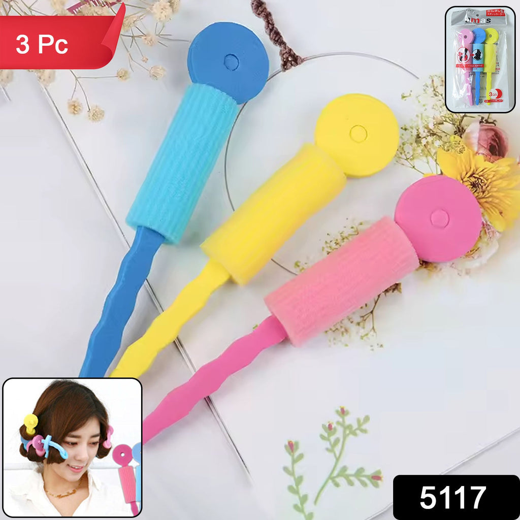 Heatless Foam Hair Rollers, Soft Bendable Hair Curlers Accessory (3 Pc Set)